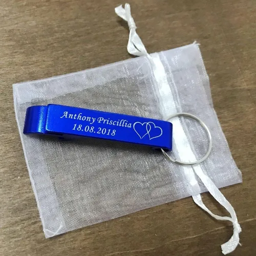 Miniatura 5 de 20 unidades personalizado grabado portátil abrebotellas llavero favores de boda baby shower hoteles, restaurante Navidad personalizado (20 unidades)