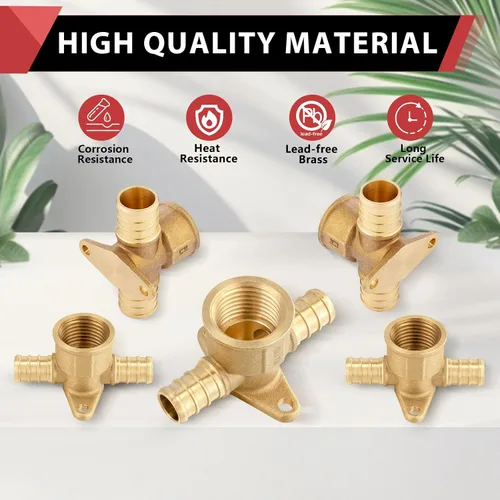 Miniatura 6 de EFIELD 1/2 "Pex x 1/2" Pex x 1/2" hembra NPT Drop-ear Tee, Latón Crimp Fitting, (PEX1807170)