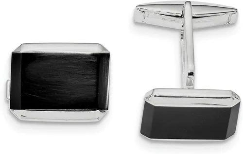 Miniatura 7 de Gemelos rectangulares de plata de ley 925 para hombre, gemelos de ónix negro, collar de eslabones para hombre, joyería fina para papá, regalos