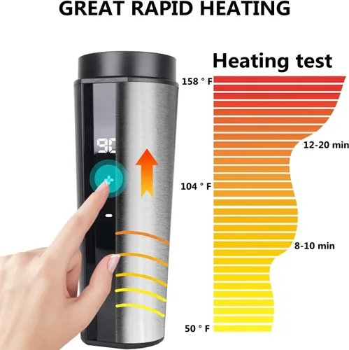 Miniatura 3 de Tazas de café de viaje para automóvil de 24V/12V, taza con control de temperatura para automóvil, taza inteligente calentada, ajusta temperatura