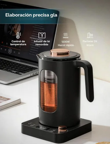 Miniatura 4 de INTASTING Hervidor de té eléctrico, hervidor eléctrico con infusor de té, control de temperatura de perilla de ±1 ℉, vidrio sin BPA, calentamiento