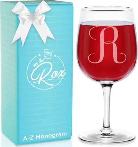 Miniatura 19 de Regalos de vino con monograma A-Z para mujer, copa de vino personalizada grabada de 12.75 onzas, regalos divertidos con monograma para amantes