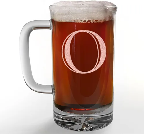 Miniatura 16 de Taza de cerveza de vidrio con monograma grabado de 16 onzas (letra B), regalos de cerveza personalizados de la A-Z para hombres, Día del Padre