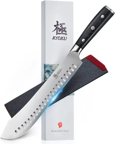 Miniatura 13 de KYOKU Serie Samurai - Cuchillo de carnicero de 7" - Espiga completa - Cuchillos de cocina de acero de alto carbono estilo japonés - Mango