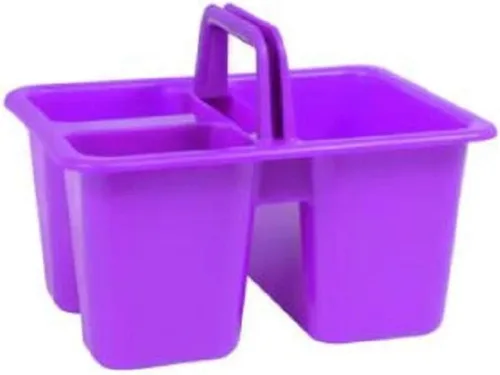 Miniatura 4 de Kids Arts & Crafts - Pequeños cubos de plástico con asas, 3 compartimentos, colores surtidos, juego de 4