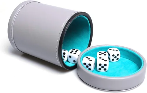 Miniatura 8 de Taza de Dados de Cuero Sintético con Tapa Incluye 6 Dados, Interior de Terciopelo Silencioso al Agitar para Dados Mentirosos Farkle Yahtzee
