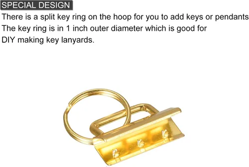 Miniatura 4 de uxcell 72 llaveros de 1.3 pulgadas (1.260 in) con llavero y anillo para correas de bolsa, pulseras, cordones, tono dorado