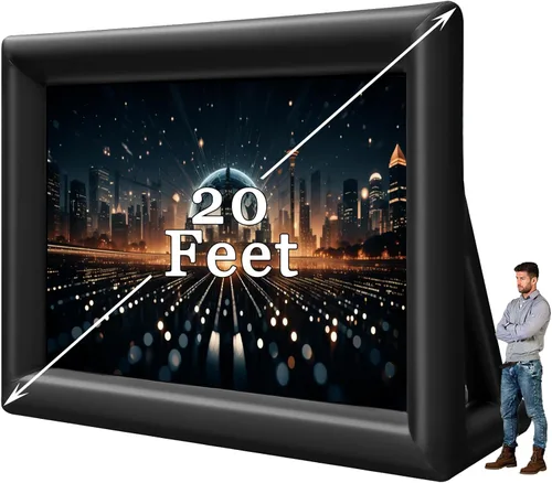 Miniatura 8 de Inlftable - Pantalla de cine inflable de 17 pies para exteriores, pantalla de película inflable con bolsa de almacenamiento de soplador de aire