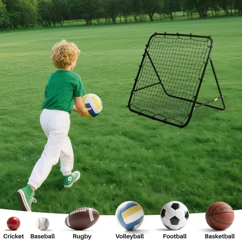 Miniatura 3 de Red de rebote ajustable para fútbol Entrenador de fútbol con marco de acero Red de rebote plegable portátil para práctica de pases y tiros