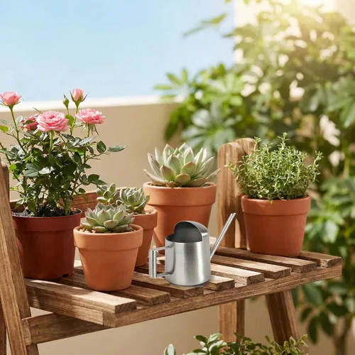 Miniatura 6 de IMEEA Mini regadera para suculentas y bonsái, pequeña regadera de acero inoxidable para plantas de interior con boquilla larga para plantas de 11oz