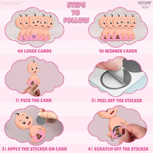 Miniatura 3 de KatchOn, Juego de rascar para baby shower para invitados, 50 tarjetas, juego de rascar para bebés, juegos de revelación de género para invitados