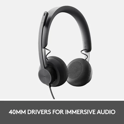 Miniatura 3 de Logitech Zone 750 Auriculares con cable para la oreja con micrófono avanzado de cancelación de ruido, USB-C simple y adaptador USB-A incluido