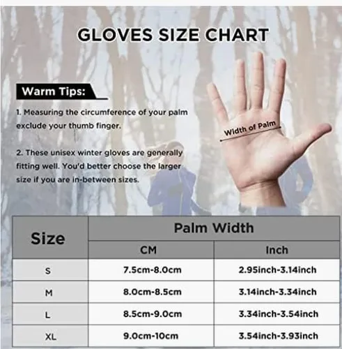 Miniatura 6 de Guantes de invierno para hombres y mujeres, guantes térmicos para correr con forro polar para clima frío, guantes ligeros y cálidos para nieve