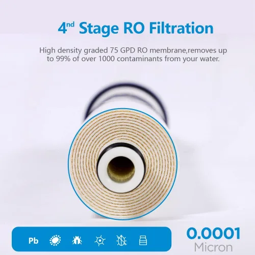 Miniatura 4 de Kit de filtro de reemplazo de ósmosis inversa de 5 etapas con membrana 75GPD Kit de 5 piezas de cartucho de repuesto para sistemas de ósmosis