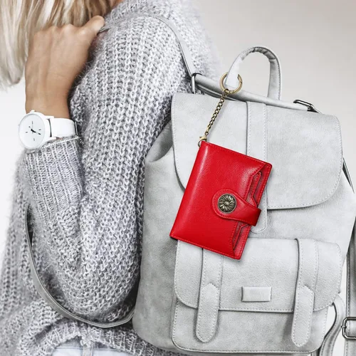 Miniatura 8 de Travelambo Rfid Wallet - Cartera de cuero para mujer, Rojo -, Moda