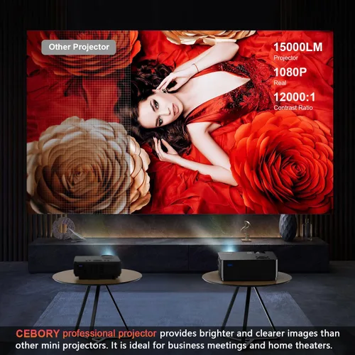 Miniatura 8 de Proyector 5G WiFi Bluetooth nativo 1080P [pantalla de proyector y bolsa de transporte incluidas], proyector de película CEBORY 15000LM Full HD