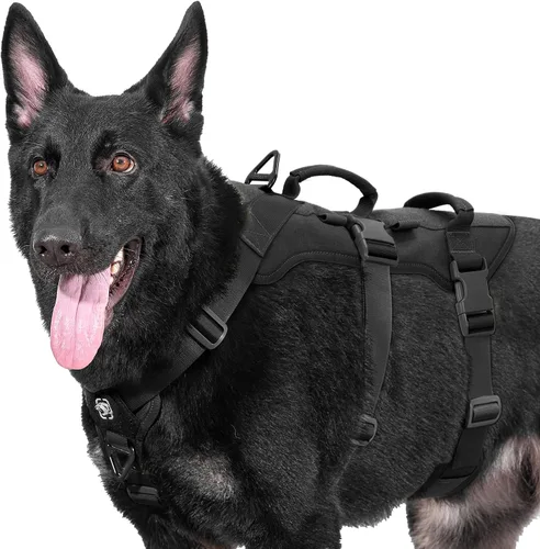 Miniatura 11 de OneTigris Arnés para perro a prueba de escape, arnés para perro sin tirones con asas, arnés táctico multiusos para perros grandes, uso diario