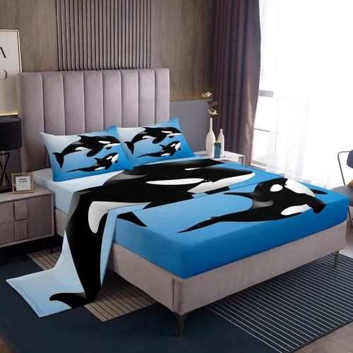 Miniatura 15 de Juego de ropa de cama de oso tamaño individual con diseño de osos y ramas de árbol genealógico, sábana bajera ajustable con diseño de árboles