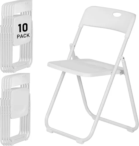 Miniatura 9 de Sillas plegables de plástico negro, paquete de 6, silla plegable ligera con capacidad de 350 libras, marco de metal fácil de plegar y almacenar