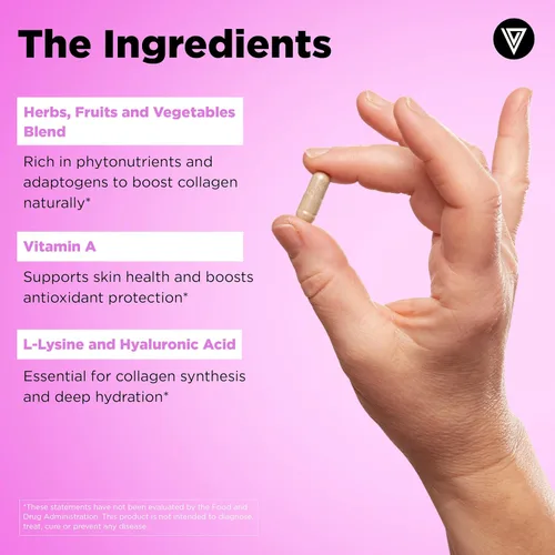 Miniatura 5 de Vital Vitamins Suplemento de Colágeno Vegano - con Sílice y Ácido Hialurónico - Suplementos de Colágeno a Base de Plantas - Apoya el Cabello