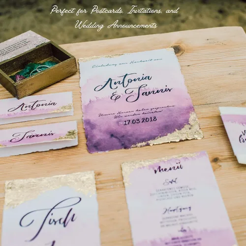 Miniatura 4 de Deckle - Papel de 4 x 9 pulgadas, 5.29 oz/m², hecho a mano, tarjeta de invitación de boda, tarjeta de baby shower, papel de caligrafía, papel