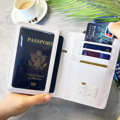 Miniatura 6 de Soporte para pasaporte del mapa del mundo, funda de pasaporte con bloqueo RFID y tarjetero de vacuna, cartera para pasaporte, funda para pasaporte