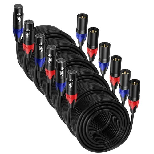 Miniatura 9 de Paquete de 2 cables XLR macho a hembra de 10 pies, cable de micrófono profesional equilibrado, cobre puro y blindaje dual, compatible