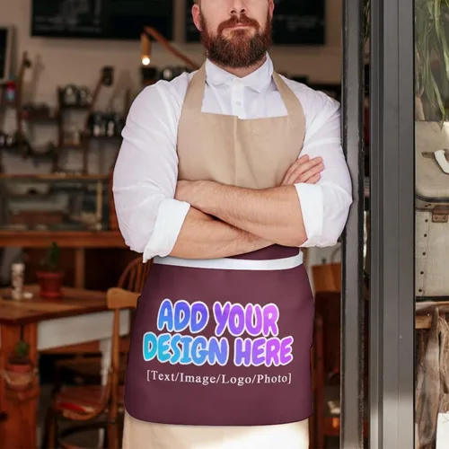 Miniatura 283 de AXKEUDO Delantal personalizado con bolsillos, delantales de cintura para camarera para cocinar en casa, restaurante, servir trabajo