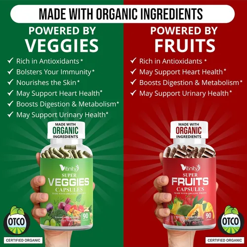 Miniatura 5 de Fabricado con cápsulas orgánicas de frutas y verduras, suplemento vitamínico vegetal superalimento para mujeres y hombres, mezcla de frutas