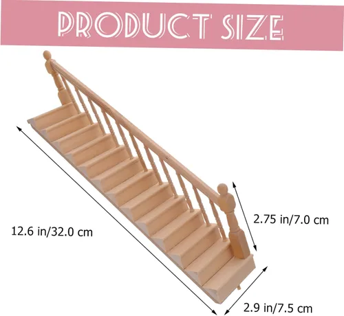 Miniatura 3 de Escala 1:12 Pasamanos miniatura de escalera para casa de muñecas Accesorio de decoración interior de madera