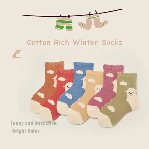 Miniatura 17 de Aisyee Calcetines de algodón para niños, calcetines sin costuras para niños, calcetines coloridos de cuarto de punto, paquete de 6