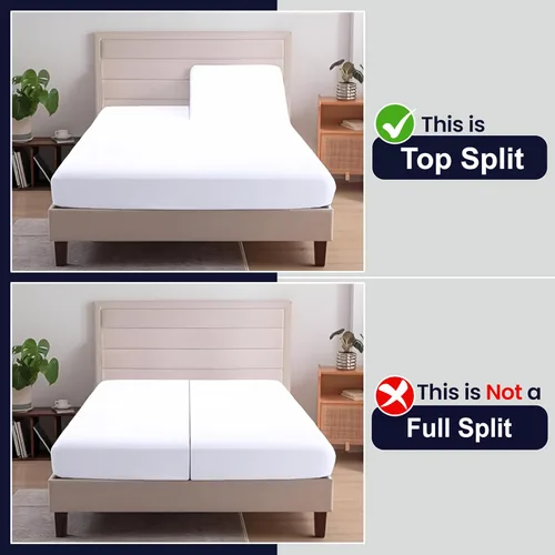 Miniatura 3 de SGI bedding Sábana bajera ajustable Queen Split Top de 28 pulgadas con cabezal flexible SOLO 100% algodón egipcio 1000 hilos Sábana bajera Flex Top