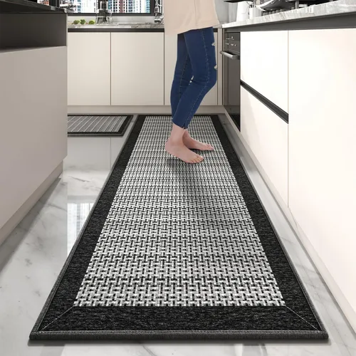 PADOOR Juego de 2 alfombras de cocina antideslizantes, extra grandes de 2.5 x 6 pies + 20 x 32 pulgadas, para suelo de cocina, antideslizante,