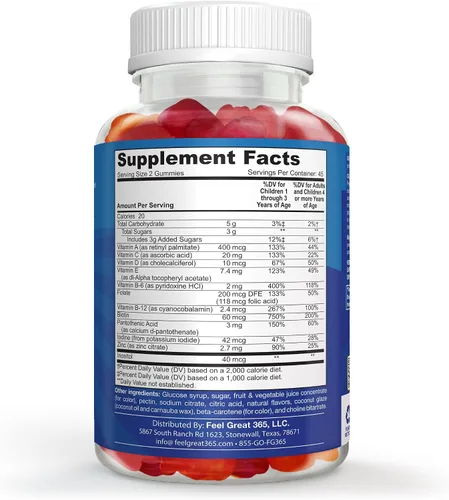 Miniatura 8 de Gomitas multivitamínicas Feel Great Kids Vitaminas con sabor a cítricos y fresa para niños Gomitas multivitamínicas con vitamina D para el apoyo