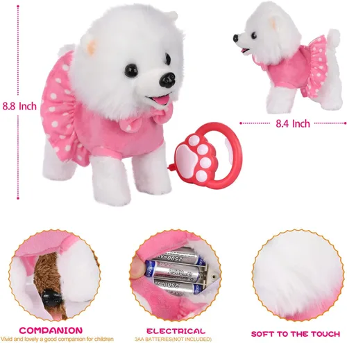 Miniatura 3 de WorWoder - Juguete de perro interactivo de felpa electrónico que canta, camina y ladra con control remoto y correa para niños, regalos para bebés