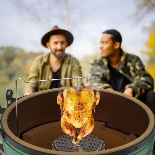 Miniatura 2 de Kit de accesorios para freidora de pollo de pavo, soporte para pollo con gancho elevador de mango de alambre cromado, estante vertical para asar