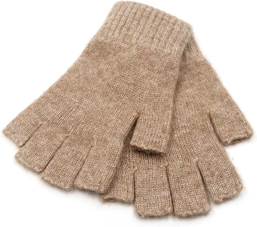 Miniatura 2 de iMongol - Guantes de lana pura para hombre medio dedos guantes sin dedos para mujeres y hombres
