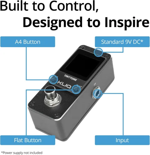 Miniatura 3 de KLIQ TinyTune Pro Pedal afinador de escenario para guitarra y bajo, mini pedal cromático con True Bypass, interruptor silencioso, afinación plana