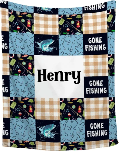 Miniatura 20 de Manta de pesca para bebé, regalos de cazador de peces para niños y niñas, bonitos regalos de pesca para los amantes de la pesca, manta de accesorios