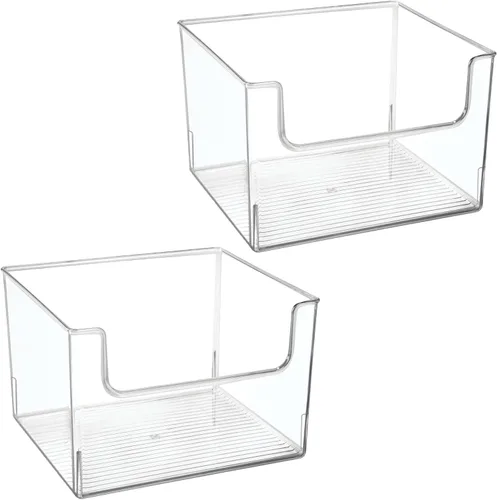 Miniatura 5 de mDesign - Organizador de almacenamiento con frente abierto de plástico moderno para organización de baño - Estante de tocador, casillero, gabinete