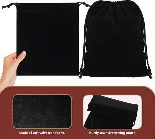 Miniatura 2 de Mandala Crafts Bolsas de terciopelo negro con cordón de 14 x 14 pulgadas, 10 bolsas grandes de terciopelo con cordón a granel para regalos de fiesta