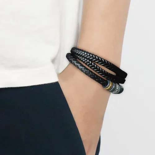 Miniatura 19 de Pulsera de cuero trenzado con texto en inglés «Love You Forever» para hombres y niños, pulsera inspiradora de acero inoxidable, pulsera de cuero
