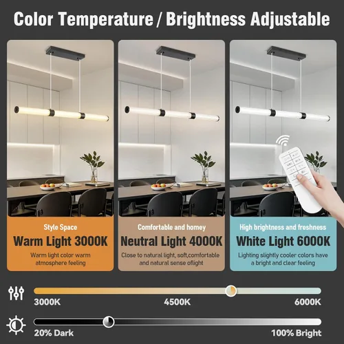 Miniatura 3 de Candelabros negros para comedor, iluminación regulable para isla de cocina, luz colgante lineal, lámpara LED moderna para sala de estar y mesa