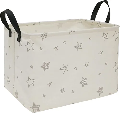 Miniatura 13 de Cesta de almacenamiento para bebé, caja de guardería, cesta de lavandería, cubos de organización para juguetes y ropa con asas (flor azul)
