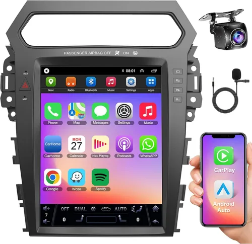 para Ford Explorer 2011-2019 Radio de Coche Android 15 2+64 8 núcleos, Radio de Coche con Pantalla Táctil IPS de 12.1" Integrado GPS Inalámbrico