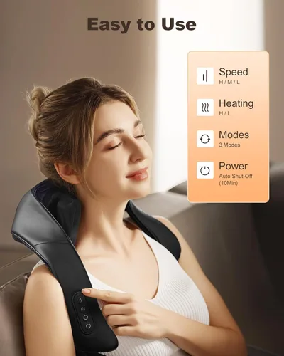 Miniatura 6 de Beleduc Masajeador de cuello y espalda con calor relajante, apto para FSA, masajeador de cuello y hombros inalámbrico, masaje Shiatsu 4D mejorado