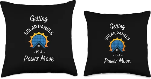 Miniatura 3 de Getting Solar Panels Is A Power Move Funny Solar Energy Sun Throw Pillow, 16x16, Multicolor