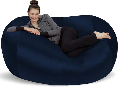 Miniatura 6 de Sofa Sack Funda para silla puff solamente, sin relleno, cómoda funda de repuesto para silla redonda, 5 pies, color carbón Carbón - Solo funda