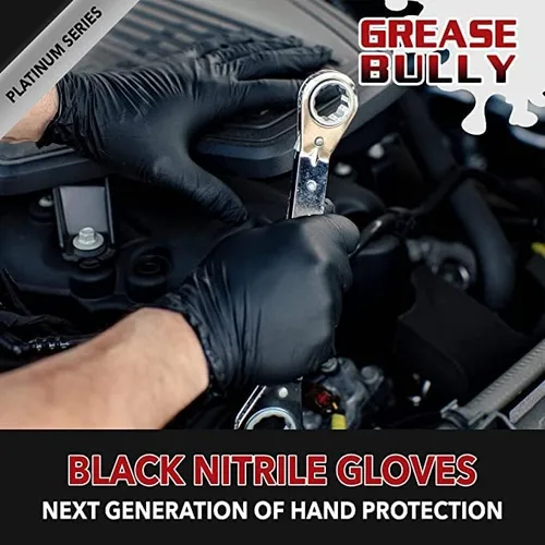 Miniatura 4 de DENCO DISTRIBUTING, INC. Grease Bully - Guantes de nitrilo – 0.2 fl oz – Negro – Sin polvo y látex – 1000 unidades – 10 cajas