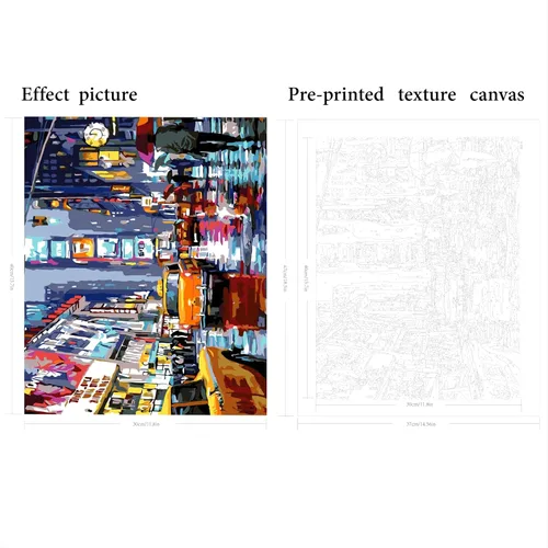 Miniatura 2 de QUITEDEW Kit de pintura por números para adultos, Times Square para adultos, kits de pintura por números, paisaje de calle, pintura cuadrada